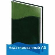 Ежедневник недатированный А5 138х213 мм BRAUBERG "Bond" под кожу, 160 л., зеленый/салатовый, 126219