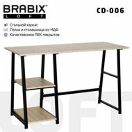 Стол на металлокаркасе BRABIX "LOFT CD-006",1200х500х730 мм, 2 полки, цвет дуб натуральный, 641226