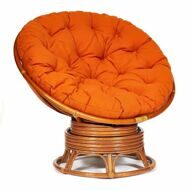 Кресло-качалка "PAPASAN" w 23/01 B/с подушкой/Cognac (коньяк), ткань Оранжевый, С 23_