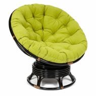 Кресло-качалка "PAPASAN" w 23/01 B/с подушкой/Antique brown (античный черно-коричневый), флок Олива, 23_